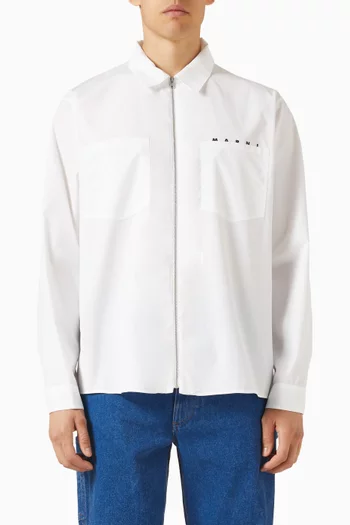 قميص بسحّاب وشعار الماركة قطن بوبلين عضوي