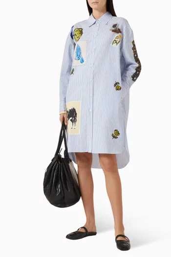 Striped Shirt Dress in Poplin