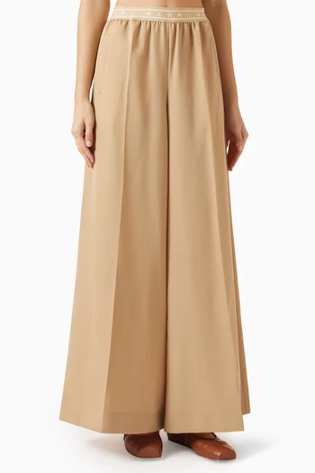 Logo Wide-leg Pants in Wool