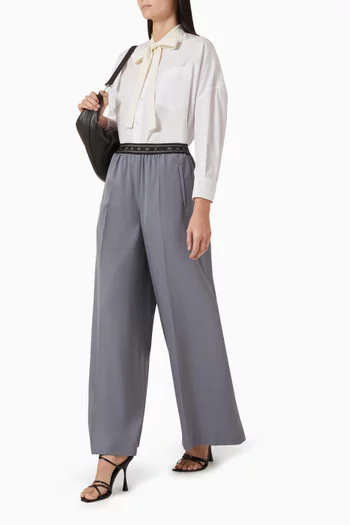 Logo-waistband Pants in Wool