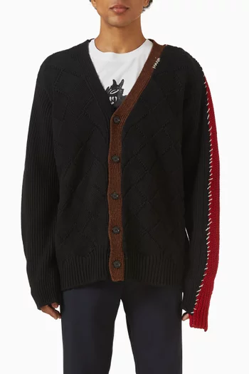 Colour-block Cardigan in Wool