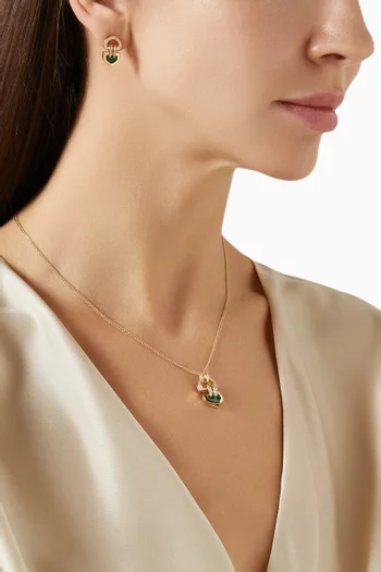 Dome Art Deco Malachite Earrings in 18kt Gold