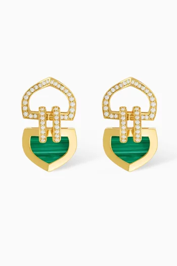 Dome Art Deco Malachite Earrings in 18kt Gold