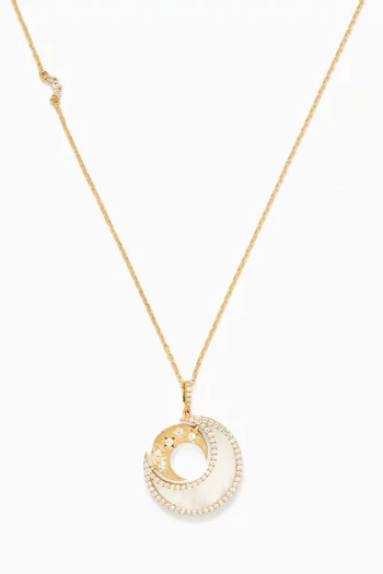 Qamar Layali Diamond & Pearl Necklace in 18kt Gold