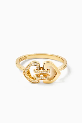 Dome Art Deco Diamond & Pearl Ring in 18kt Gold
