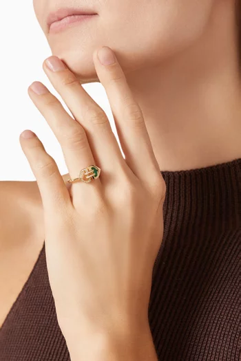 Dome Art Deco Diamond & Malachite Ring in 18kt Gold