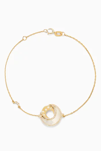 Qamar Layali Diamond & Pearl Bracelet in 18kt Gold