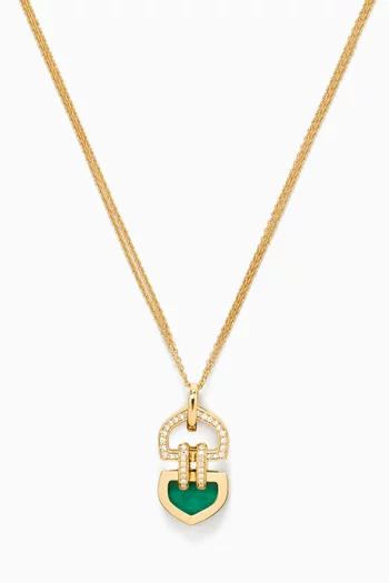 Dome Art Deco Malachite Necklace in 18kt Gold
