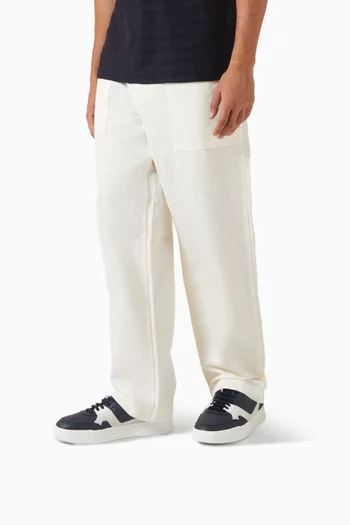 Mixed Texture Court Sneakers in Leather