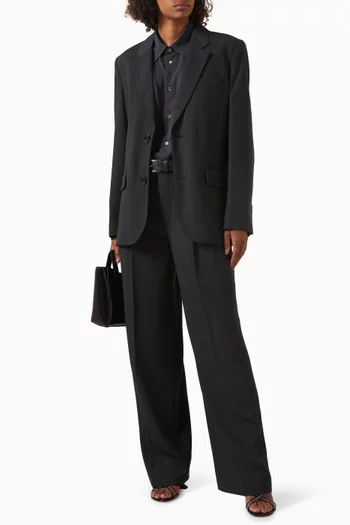 جاكيت بصف أزرار واحد صوف وتريكوتين