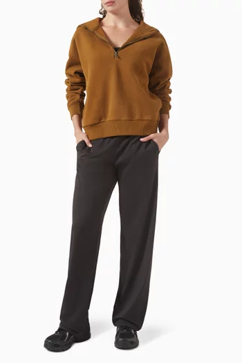 كنزة ريستور بغطاء رأس وسحّاب قصير فرنش تيري ناعم