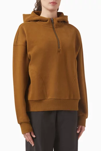 كنزة ريستور بغطاء رأس وسحّاب قصير فرنش تيري ناعم