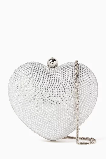 Crystal Heart Clutch in Suede