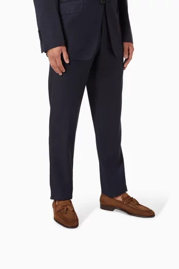 Blak Tassel Loafers in Suede