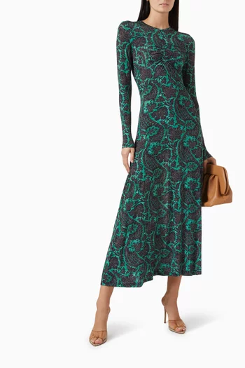 فستان نايا متوسط الطول بكشكش