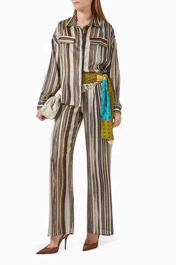 Manoce Striped Wide-leg Pants
