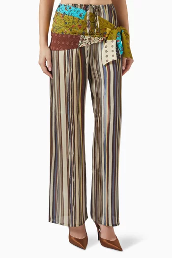 Manoce Striped Wide-leg Pants