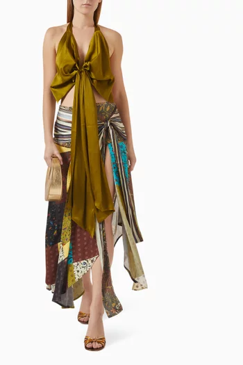 Lumier Patchwork-printed Asymmetric Skirt