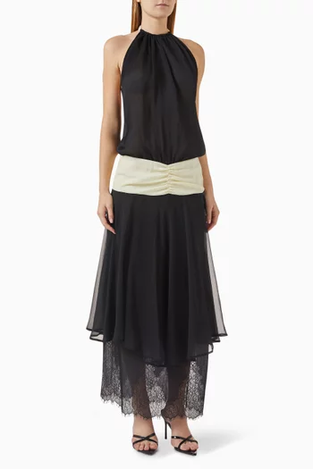 Lace-trim Dress in Chiffon