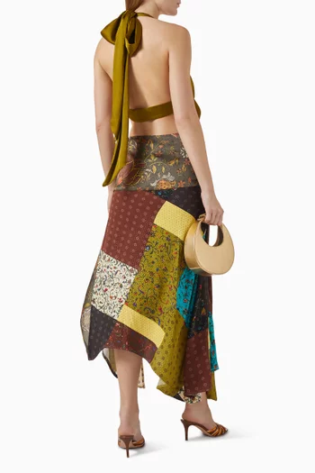 بلوزة بيرتيل بعقدة وأربطة حول الرقبة