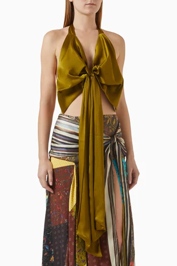 بلوزة بيرتيل بعقدة وأربطة حول الرقبة