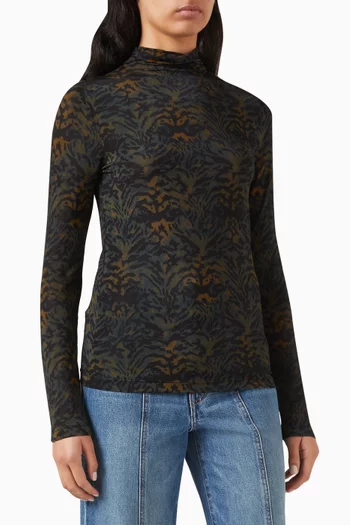 Aurelia Animal-print Turtleneck Top in Jersey