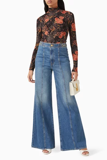 Aurelia Printed Turtleneck Top in Jersey