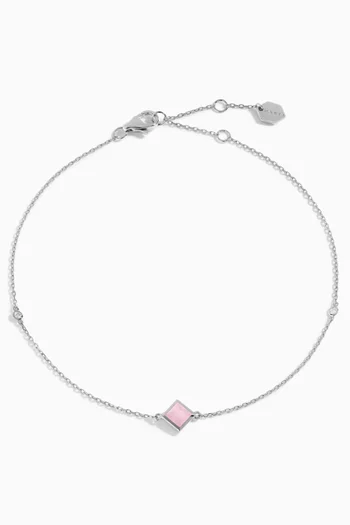 Cleo Pyramid Anklet with Pink Quartzite in 18kt White Gold