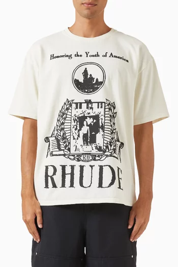 تي شيرت بعبارة Youth of America قطن