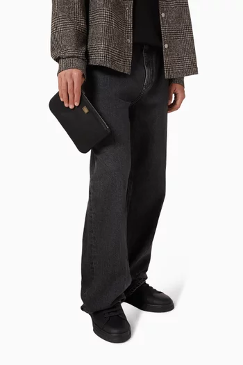 Corroded Logo Pouch in Leather