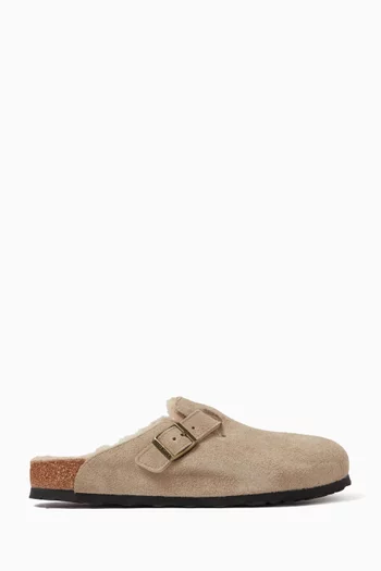 Boston Sandals in Suede & Shearling