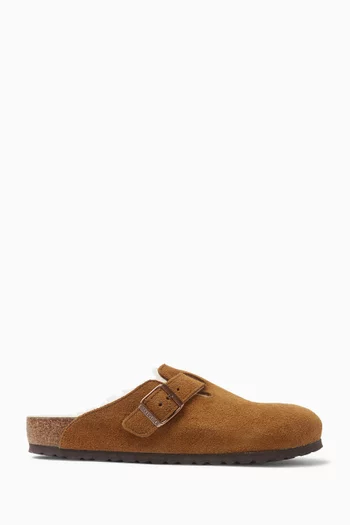 Boston Sandals in Suede & Shearling