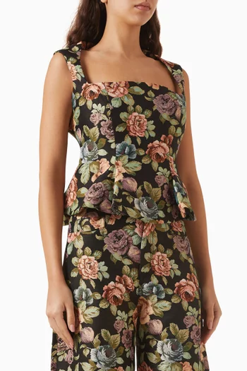 Corset Flounce Top in Brocade