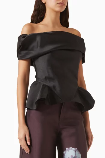 Off-shoulder Corset Top in Satin