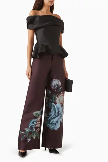 بنطال بقصة بويفريند وطبعة زهور