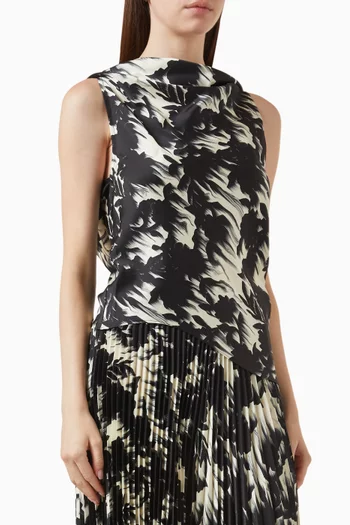Floral-print Cowl-neck Top