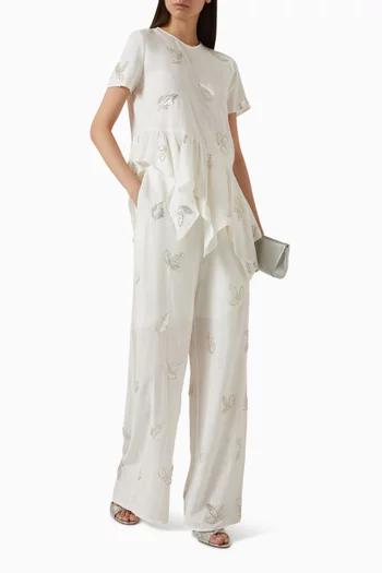 Sequin-embroidered Top in Linen