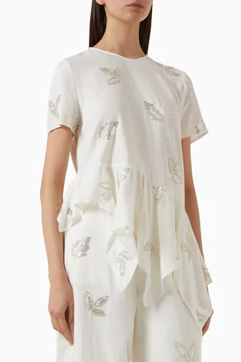 Sequin-embroidered Top in Linen