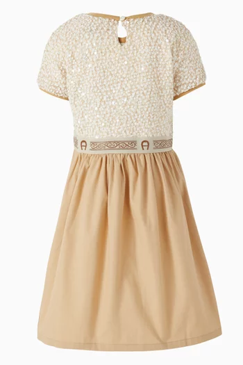Logo Sequins Dress in Cotton
