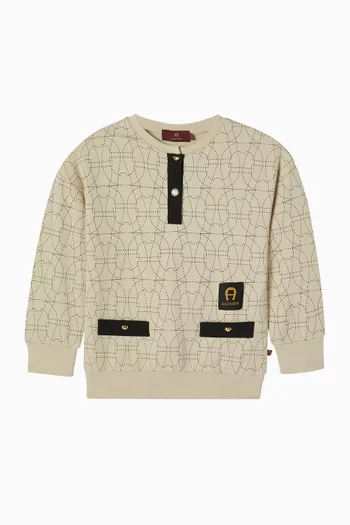 سويت شيرت بطبعة شعار الماركة قطن