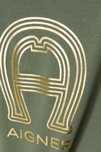 تي شيرت بشعار الماركة بون ذهبي لامع قطن