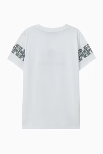 تي شيرت بنقشة شعار الماركة قطن