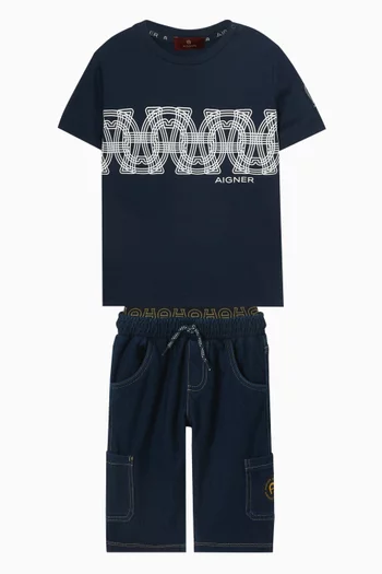 Repeated Graphic Print T-shirt in Cotton