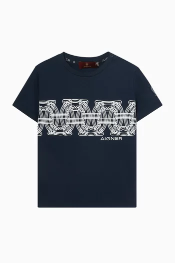 Repeated Graphic Print T-shirt in Cotton