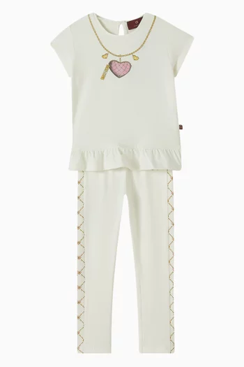Graphic-print T-shirt & Leggings in Cotton