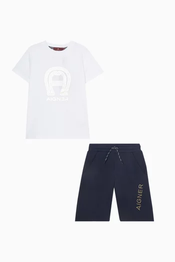 Logo Print T-shirt & Shorts Set