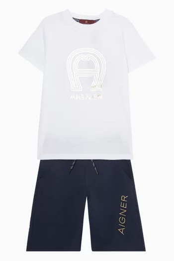 Logo Print T-shirt & Shorts Set