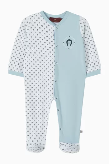Colour-block Sleepsuit in Pima Cotton