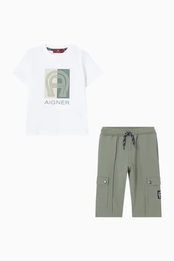 Logo Print T-shirt & Sweatshorts Set