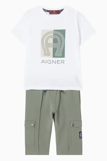 Logo Print T-shirt & Sweatshorts Set